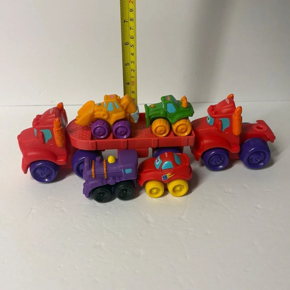 Tonka Chuck & Friends Playskool Car Carrier Semi Truck and 4 Vehicle Toy Lot